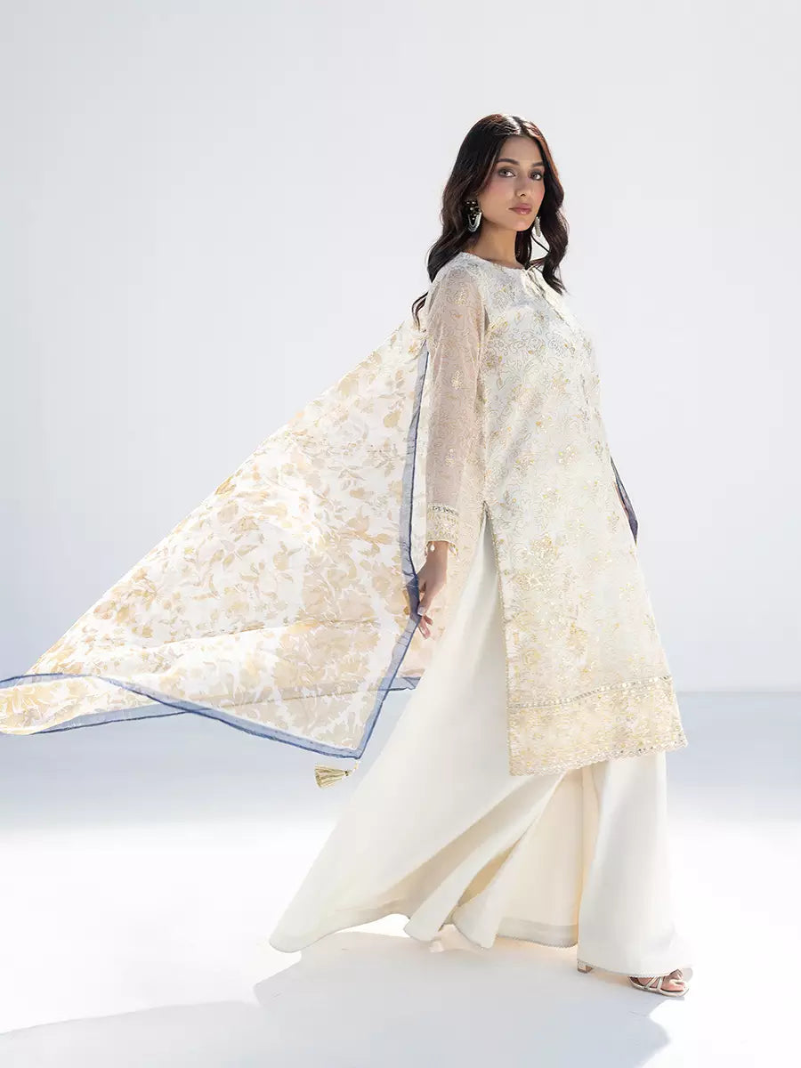 Salitex Unstitched Embroidered Net 3 Piece Suit SUNW7NO115 - Festive Collection