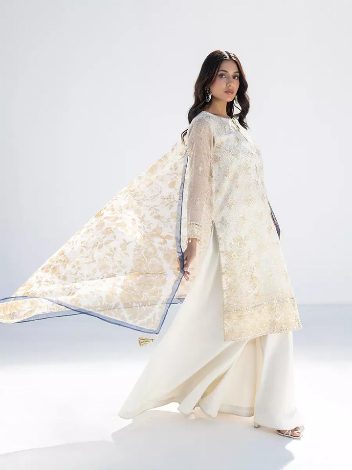 Salitex Unstitched Embroidered Net 3 Piece Suit SUNW7NO115 - Festive Collection