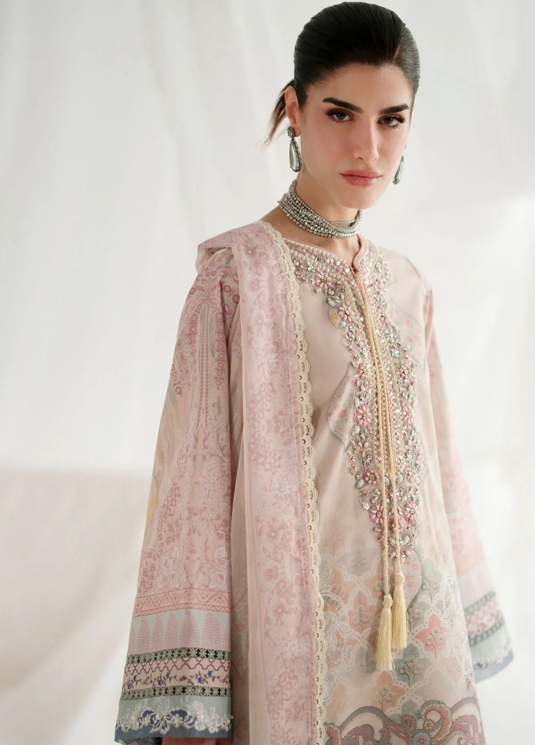 Garden Whisper by Ajr couture Embroidered Silk Suits Unstitched 3 Piece AJR25GWAJR-PS-06 Lumiere - Formals Collection