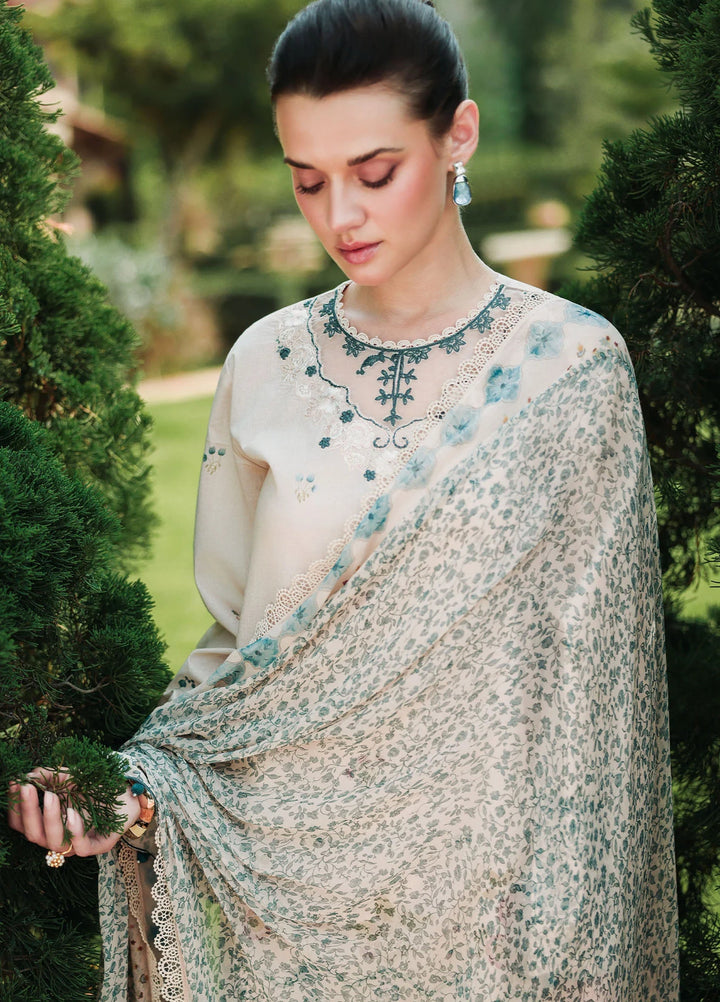 Cross Stitch Unstitched Embroidered Lawn 3 Piece Suit CS26ULE Subtle Beige - Eid Collection
