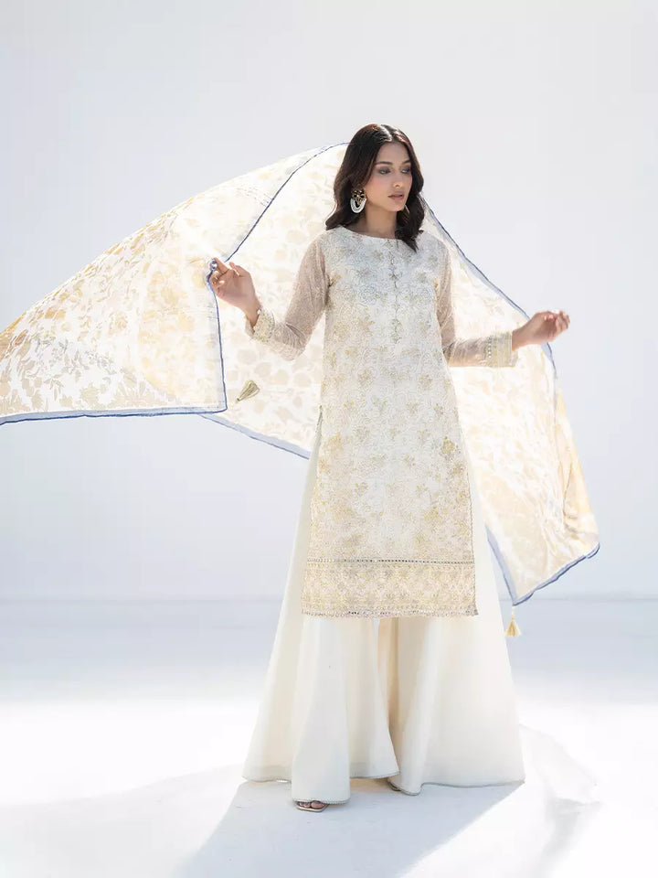Salitex Unstitched Embroidered Net 3 Piece Suit SUNW7NO115 - Festive Collection
