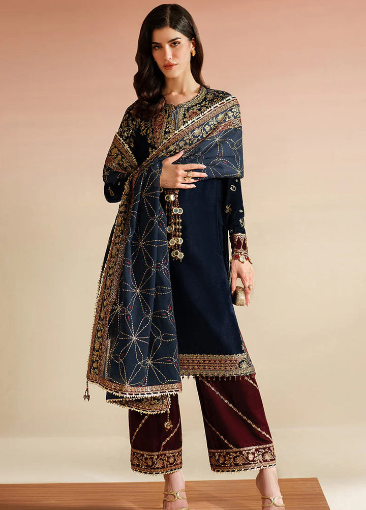 Velvet Vogue by Jazmin Embroidered Velvet Suits Unstitched 3 Piece JZ25VV VVF D-07 - Formals Collection