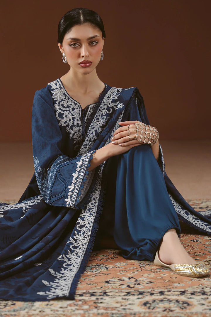 Cross Stitch Unstitched Embroidered Linen 3 Piece Suit CS26UW Misted Teal - Winter Collection