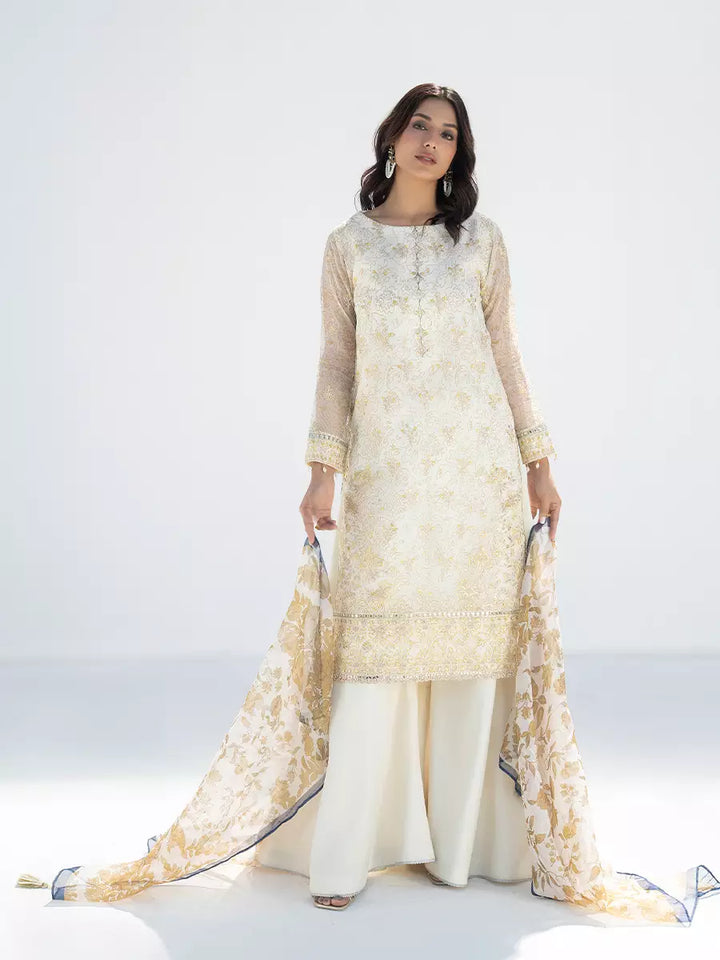 Salitex Unstitched Embroidered Net 3 Piece Suit SUNW7NO115 - Festive Collection