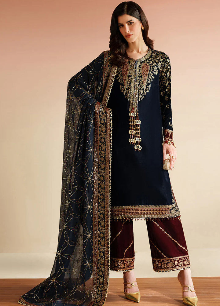 Velvet Vogue by Jazmin Embroidered Velvet Suits Unstitched 3 Piece JZ25VV VVF D-07 - Formals Collection