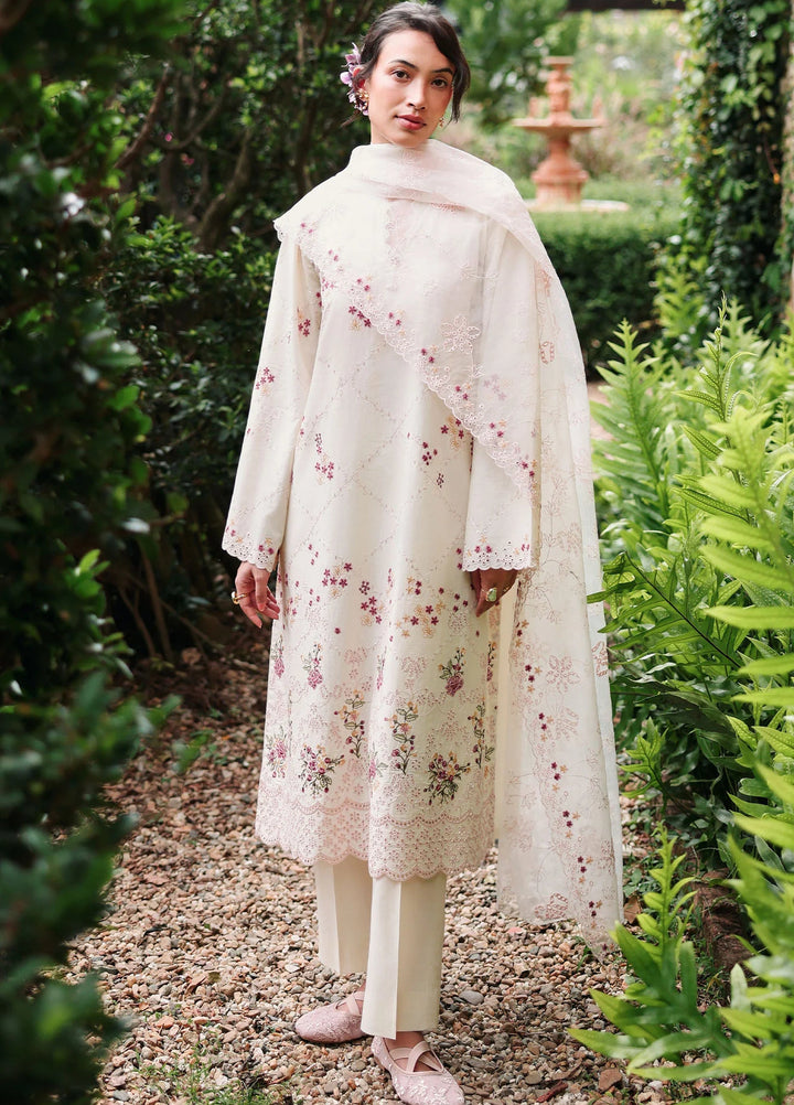 Cross Stitch Unstitched Embroidered Lawn 3 Piece Suit CS26ULE Caramel Cream - Eid Collection