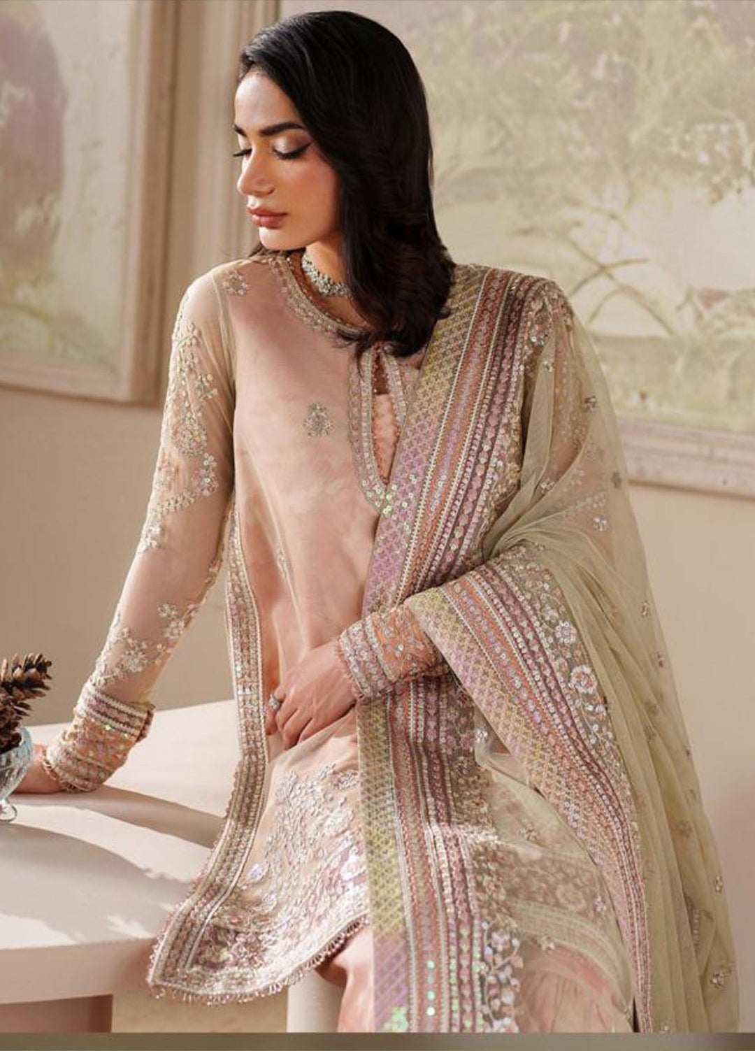 Zarif Embroidered Net Suits Unstitched 3 Piece ZAF25ZU ZRF-ZPE-04 Seriyah - Formals Collection
