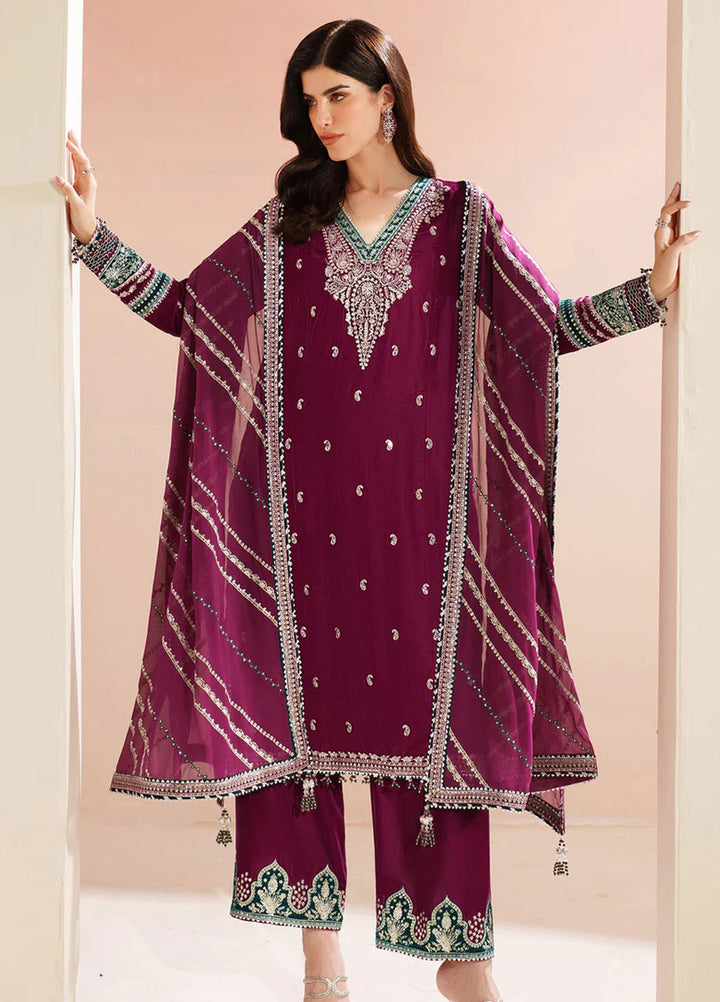 Velvet Vogue by Jazmin Embroidered Velvet Suits Unstitched 3 Piece JZ25VV VVF D-06 - Formals Collection