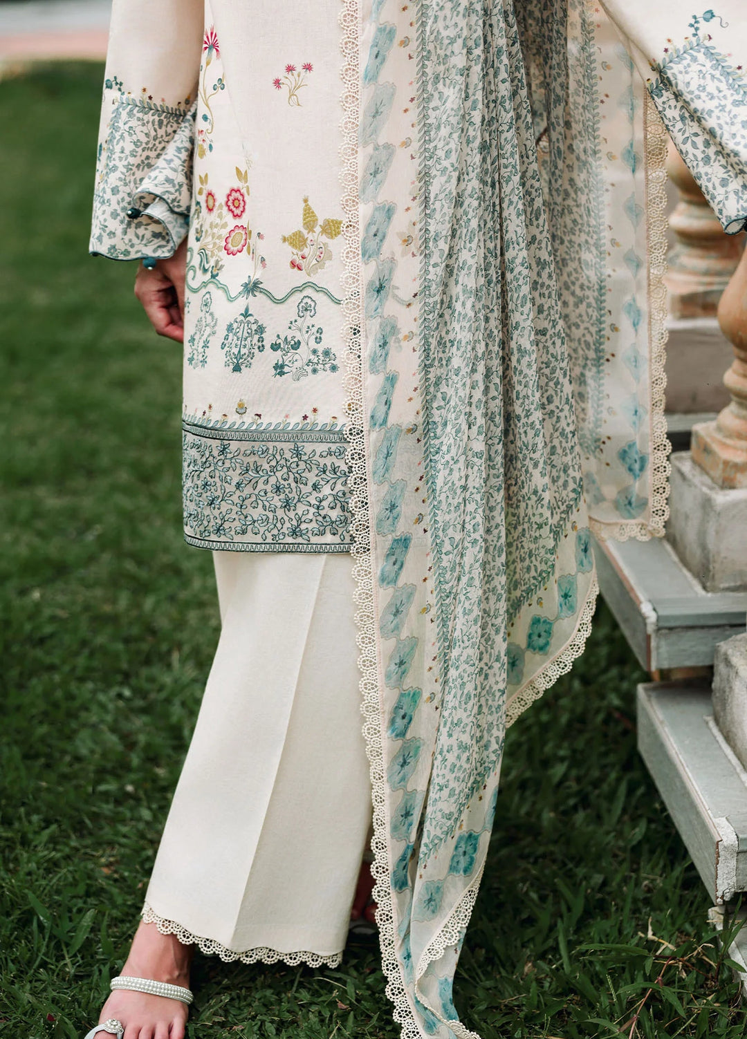 Cross Stitch Unstitched Embroidered Lawn 3 Piece Suit CS26ULE Subtle Beige - Eid Collection