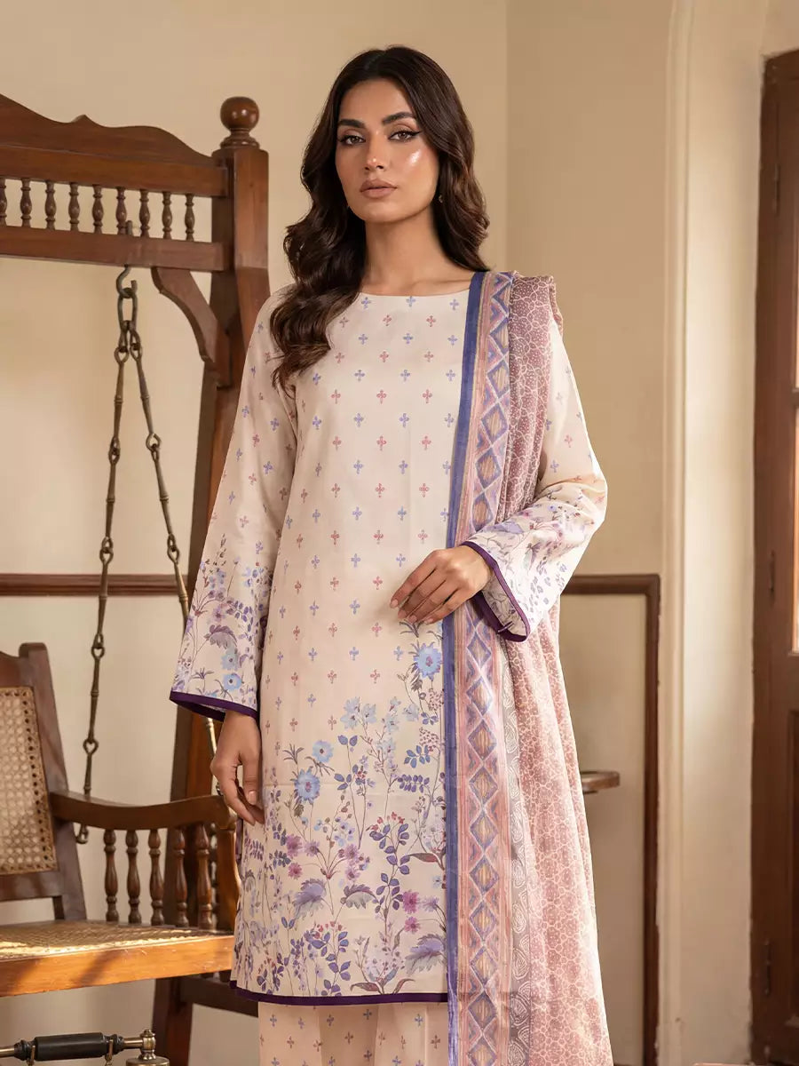 Salitex Unstitched Printed Lawn Silk 3 Piece Suit SUNS7ASI374 - Casual Collection