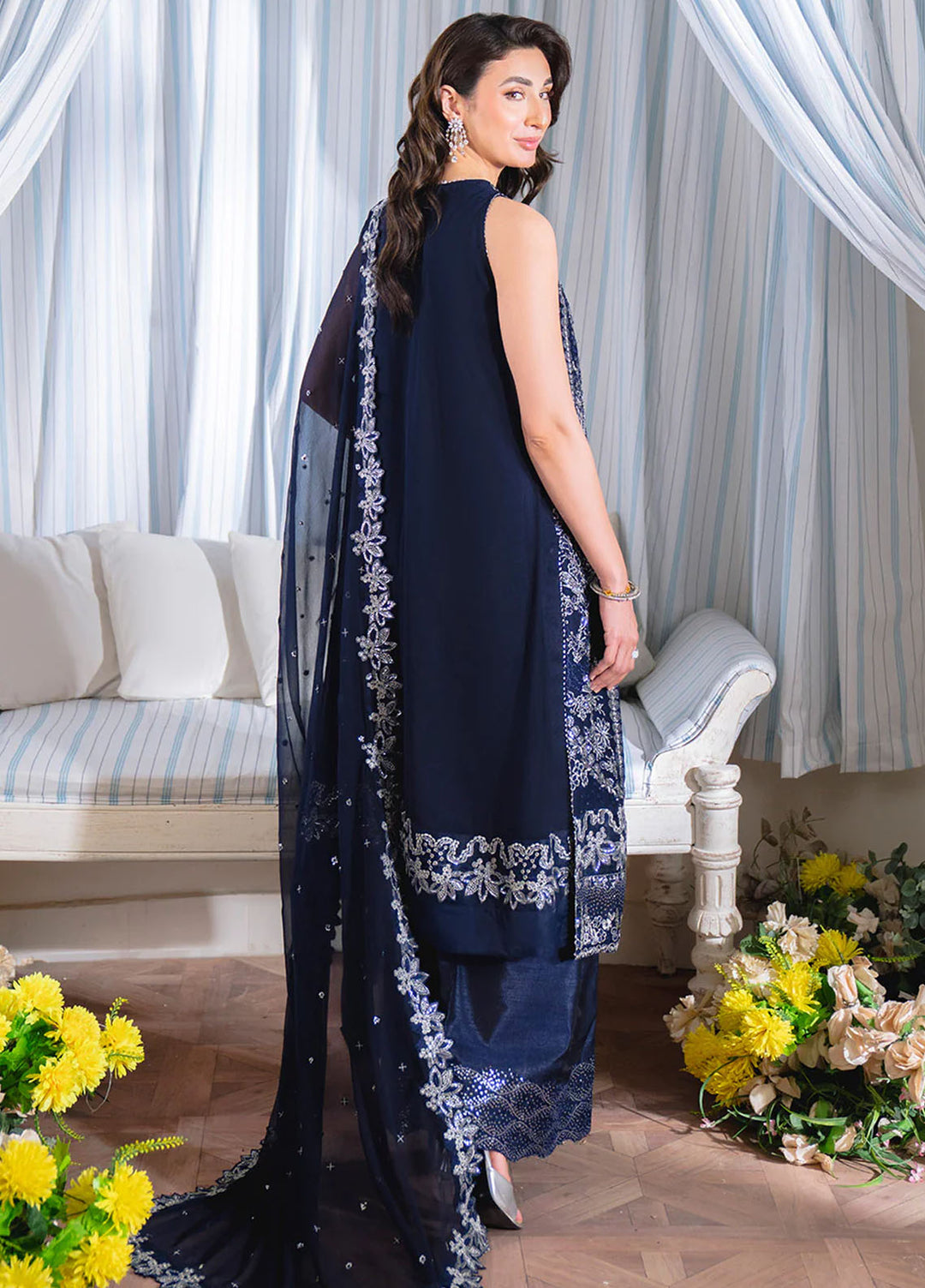 Dastaan by Neeshay Embroidered Chiffon Suits Unstitched 3 Piece NSH25DU Neelisha - Formals Collection