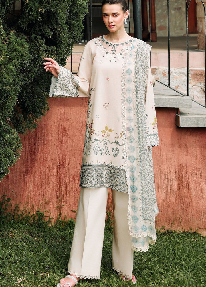 Cross Stitch Unstitched Embroidered Lawn 3 Piece Suit CS26ULE Subtle Beige - Eid Collection