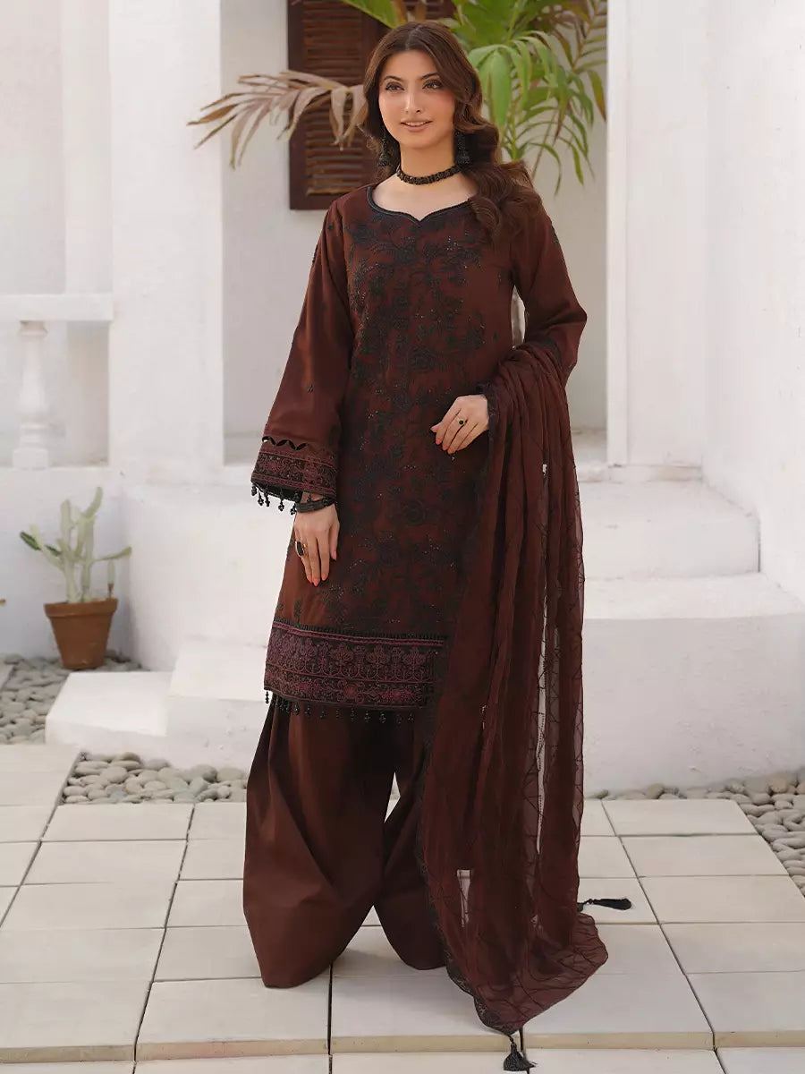 Salitex Unstitched Embroidered Chiffon 3 Piece Suit SUNW7CH098 - Festive Collection