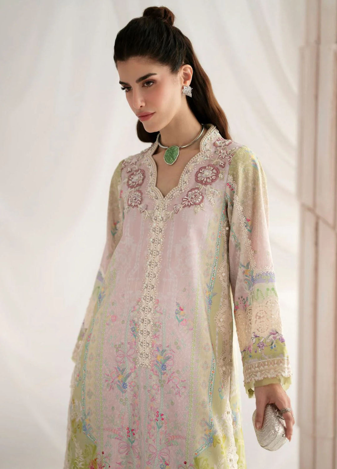 Garden Whisper by Ajr couture Embroidered Silk Suits Unstitched 3 Piece AJR25GWAJR-PS-03 Amoria - Formals Collection