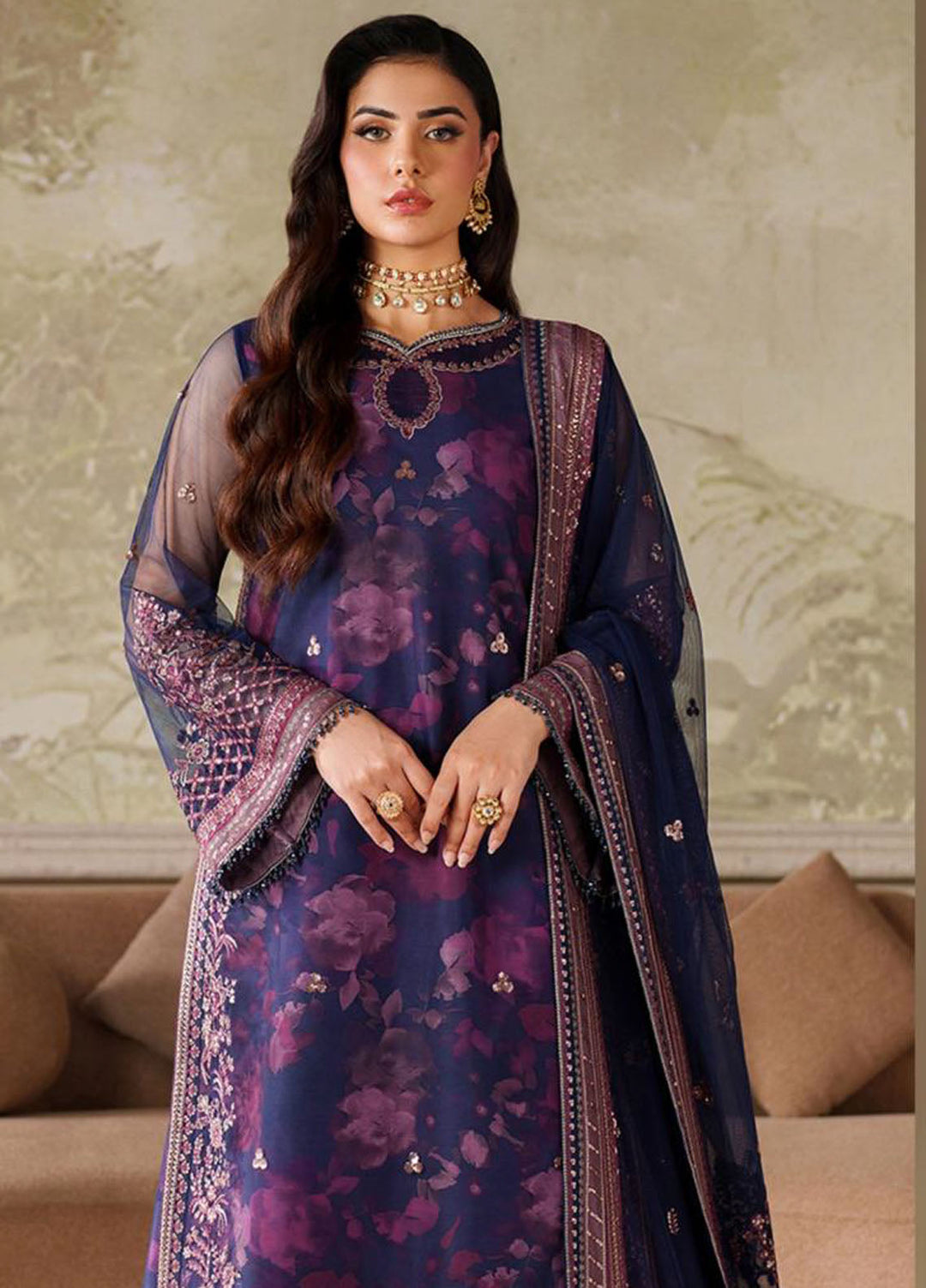 Zarif Embroidered Net Suits Unstitched 3 Piece ZAF25ZU ZRF-ZPE-03 Asra - Formals Collection
