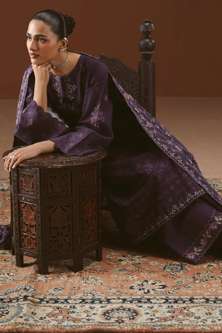 Cross Stitch Unstitched Printed Khaddar 3 Piece Suit CS26UW Purple Mosaic - Winter Collection