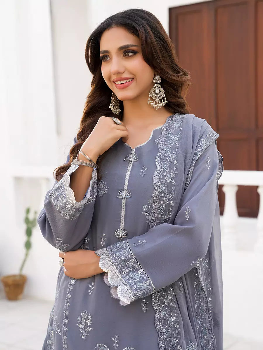 Salitex Unstitched Embroidered Chiffon 3 Piece Suit SUNW7CH101 - Festive Collection