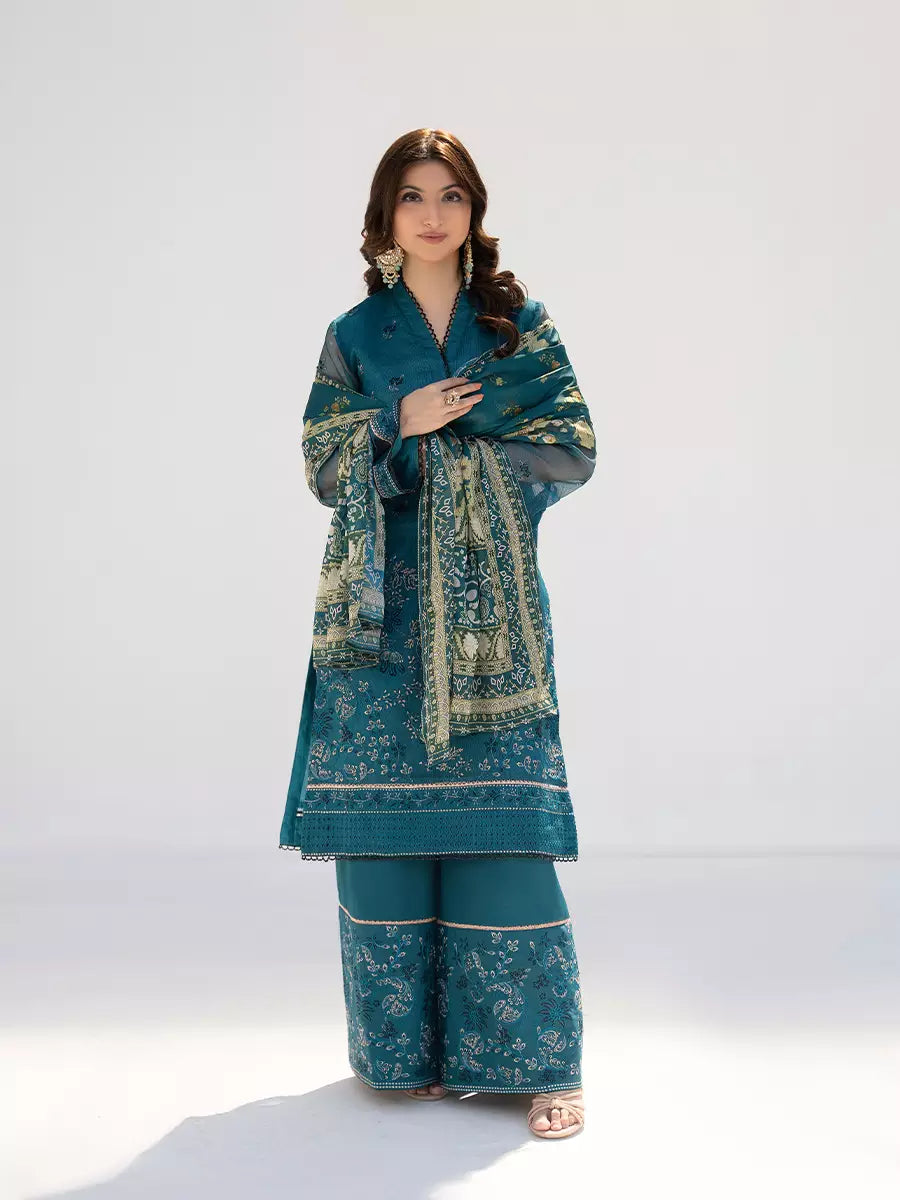 Salitex Unstitched Embroidered Cotton Net 3 Piece Suit SUNW7NO105 - Festive Collection