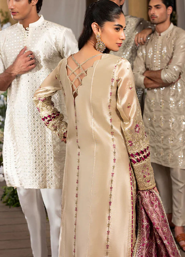 Haye Dil by Sahane Embroidered Lama Tissue Suits Unstitched 4 Piece SNE25HD CT 29005 Gold Love - Formals Collection