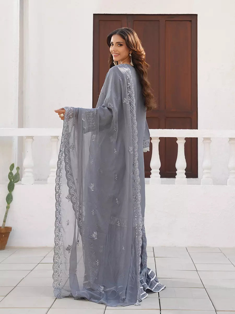 Salitex Unstitched Embroidered Chiffon 3 Piece Suit SUNW7CH101 - Festive Collection