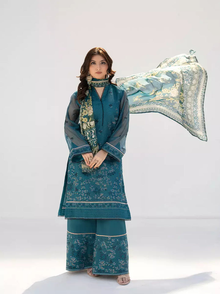 Salitex Unstitched Embroidered Cotton Net 3 Piece Suit SUNW7NO105 - Festive Collection