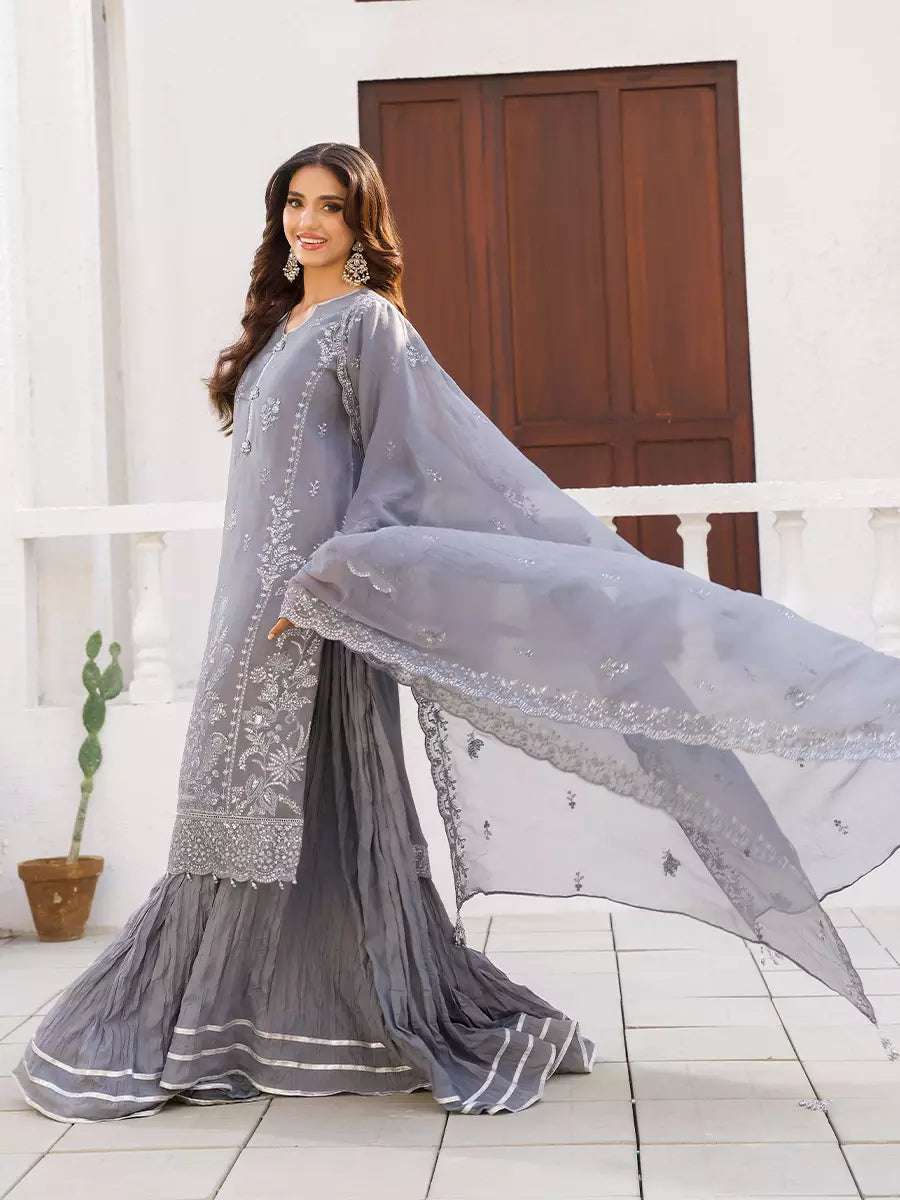Salitex Unstitched Embroidered Chiffon 3 Piece Suit SUNW7CH101 - Festive Collection
