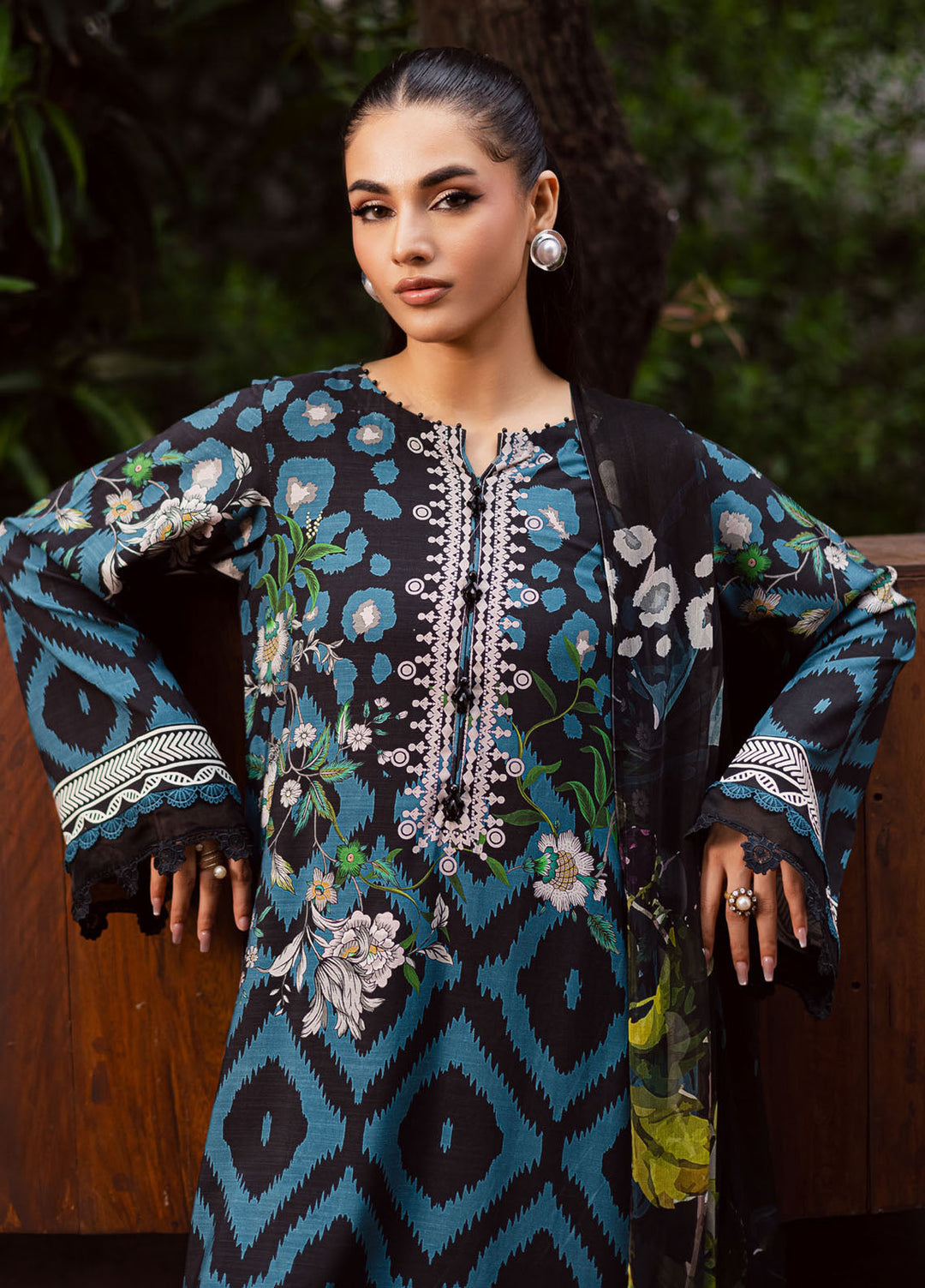 Nureh Printed Slub Linen Suits Unstitched 3 Piece NU25VL SP-165 - Winter Collection