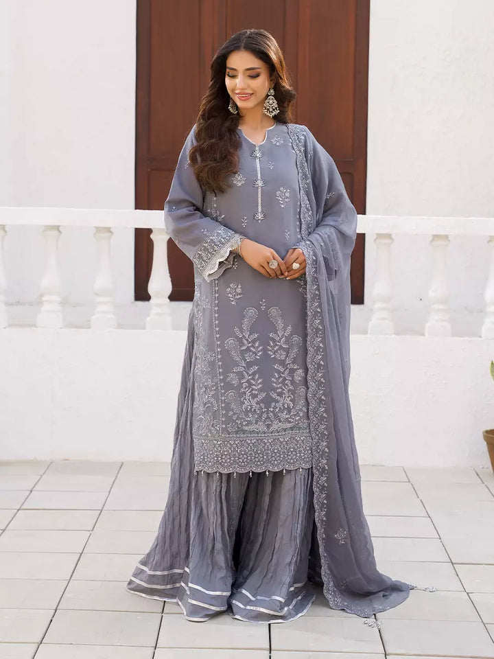 Salitex Unstitched Embroidered Chiffon 3 Piece Suit SUNW7CH101 - Festive Collection