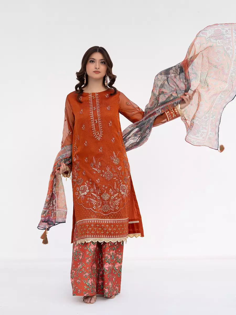 Salitex Unstitched Embroidered Cotton Net 3 Piece Suit SUNW7NO103 - Festive Collection
