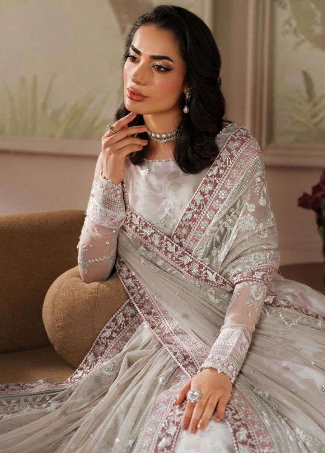 Zarif Embroidered Net Suits Unstitched 3 Piece ZR25UF ZRF-ZPE-01 Anairah - Formals Collection