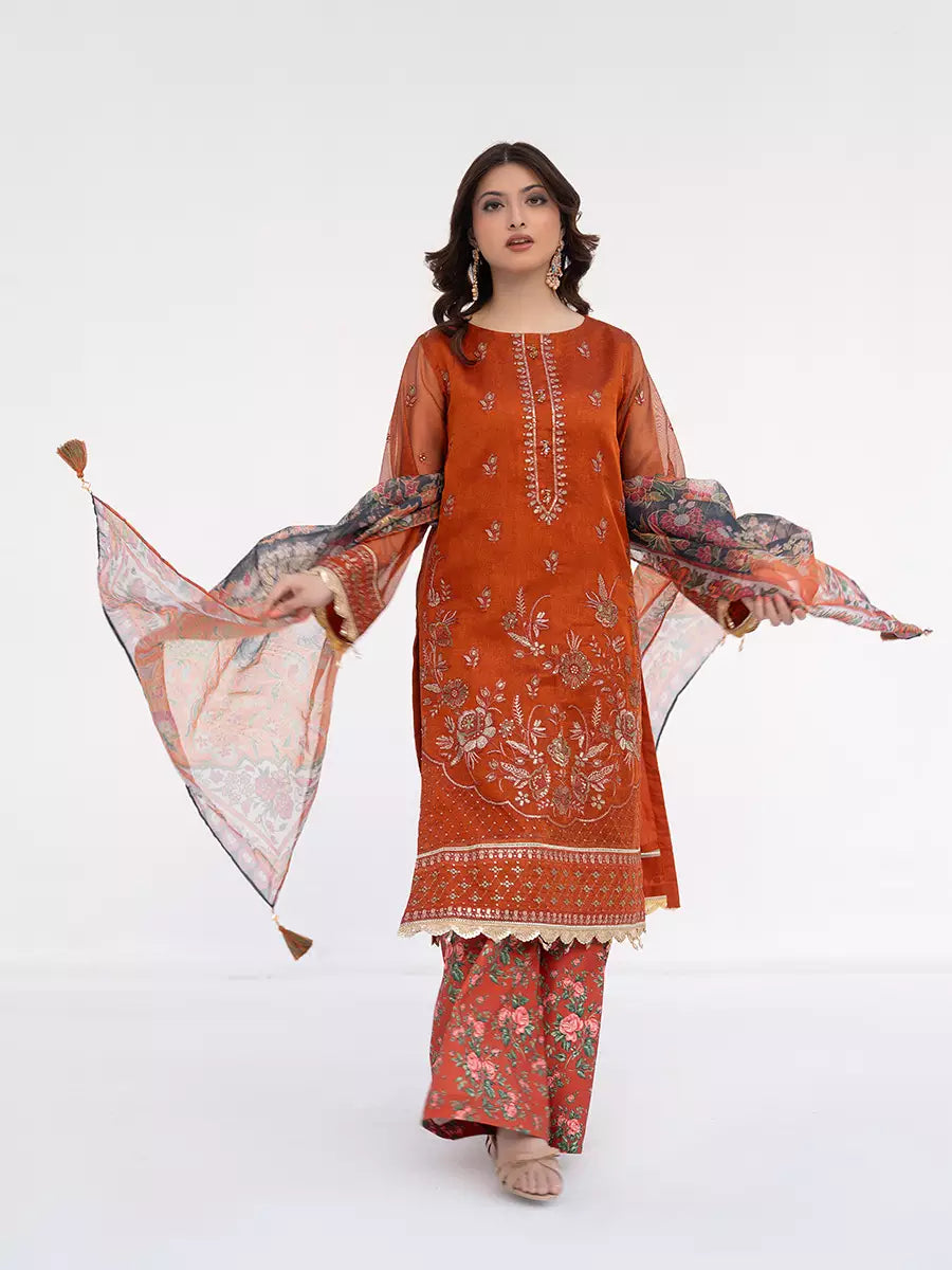 Salitex Unstitched Embroidered Cotton Net 3 Piece Suit SUNW7NO103 - Festive Collection