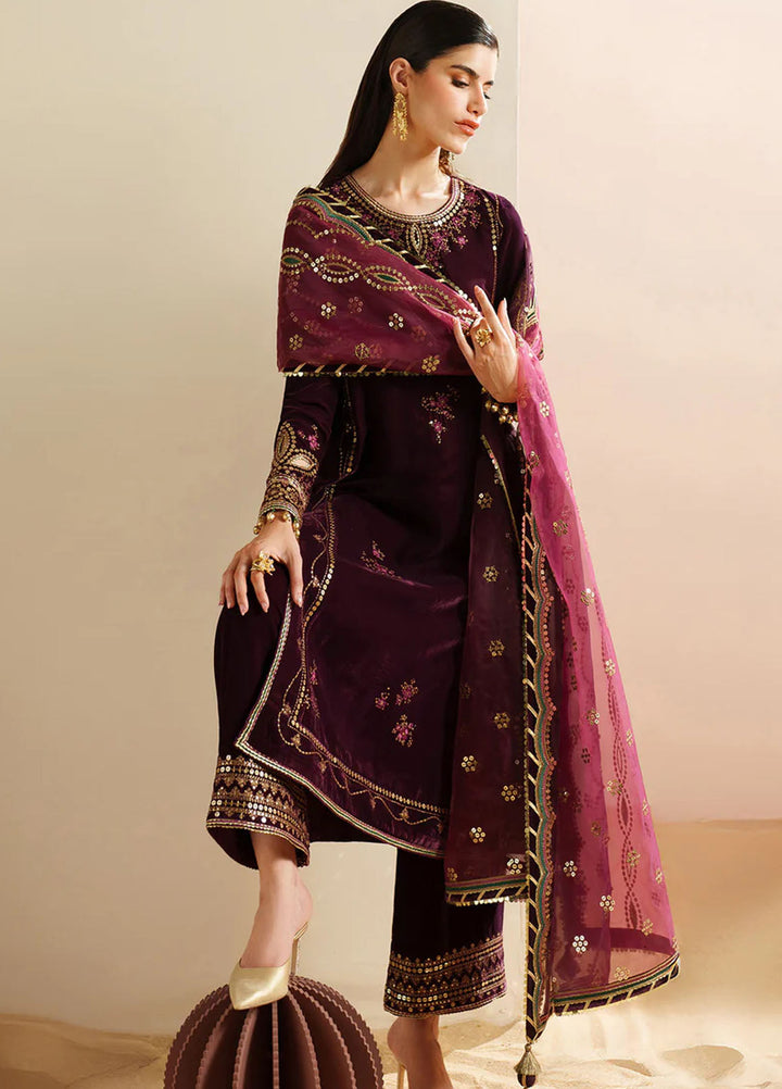 Velvet Vogue by Jazmin Embroidered Velvet Suits Unstitched 3 Piece JZ25VV VVF D-04 - Formals Collection