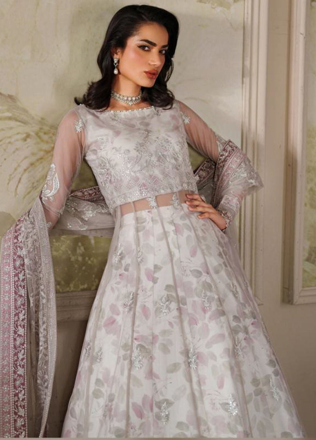 Zarif Embroidered Net Suits Unstitched 3 Piece ZR25UF ZRF-ZPE-01 Anairah - Formals Collection