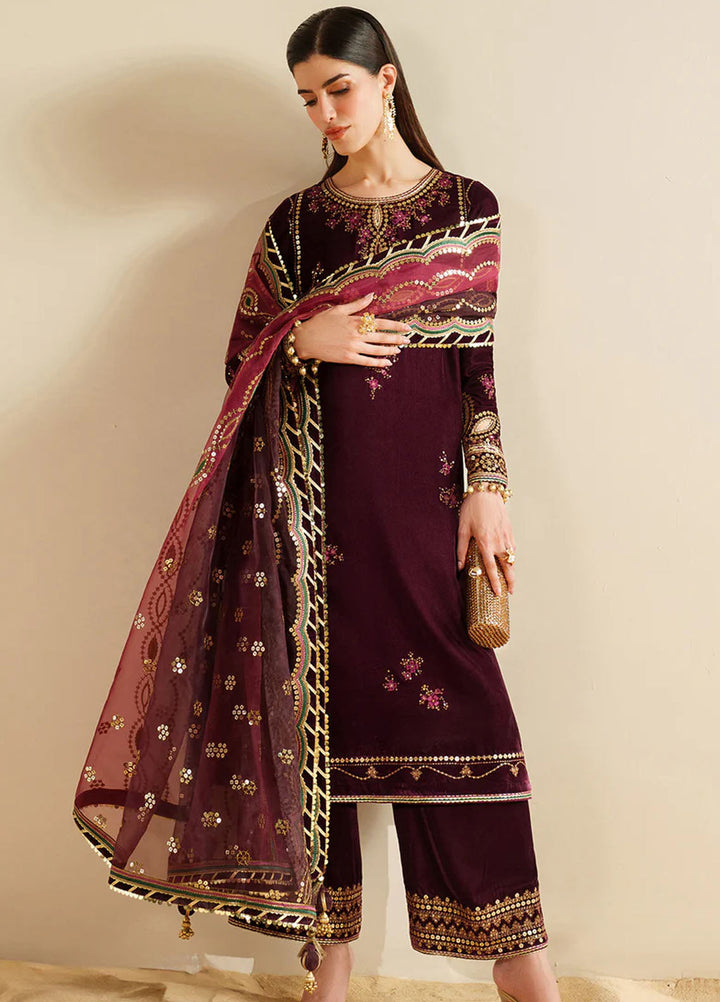 Velvet Vogue by Jazmin Embroidered Velvet Suits Unstitched 3 Piece JZ25VV VVF D-04 - Formals Collection