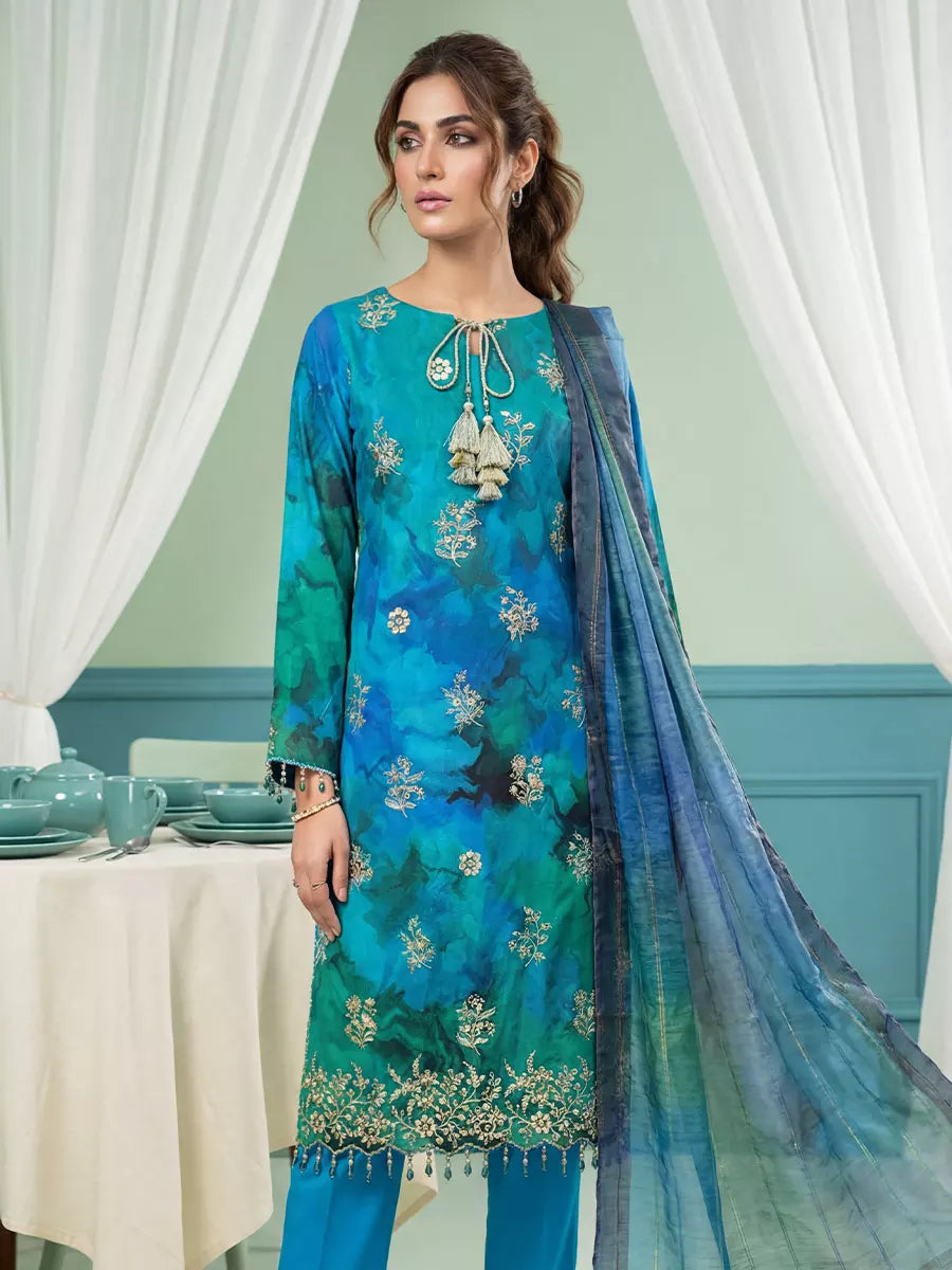 Salitex Women Unstitched Embroidered Lawn 3 Piece Suit SUNS8FS213 - Casual Collection