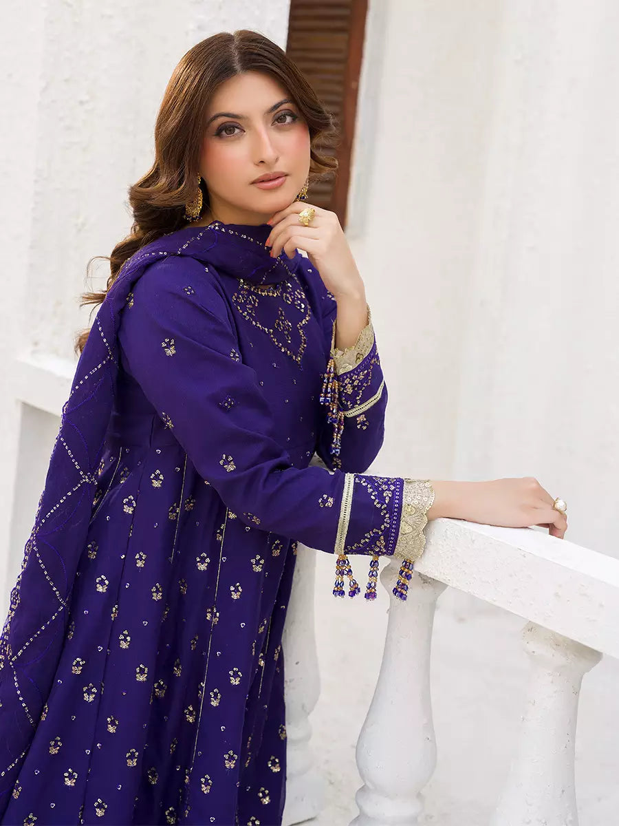 Salitex Unstitched Embroidered Chiffon 3 Piece Suit SUNW7CH100 - Festive Collection