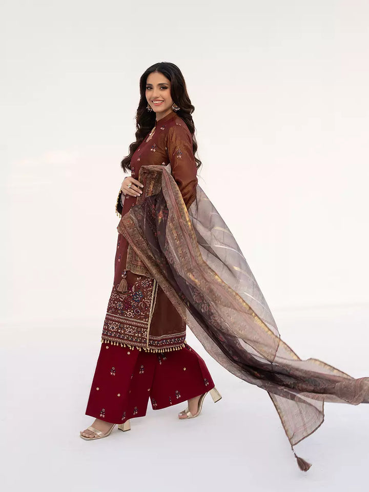 Salitex Unstitched Embroidered Cotton Silk 3 Piece Suit SUNW7NO119 - Festive Collection