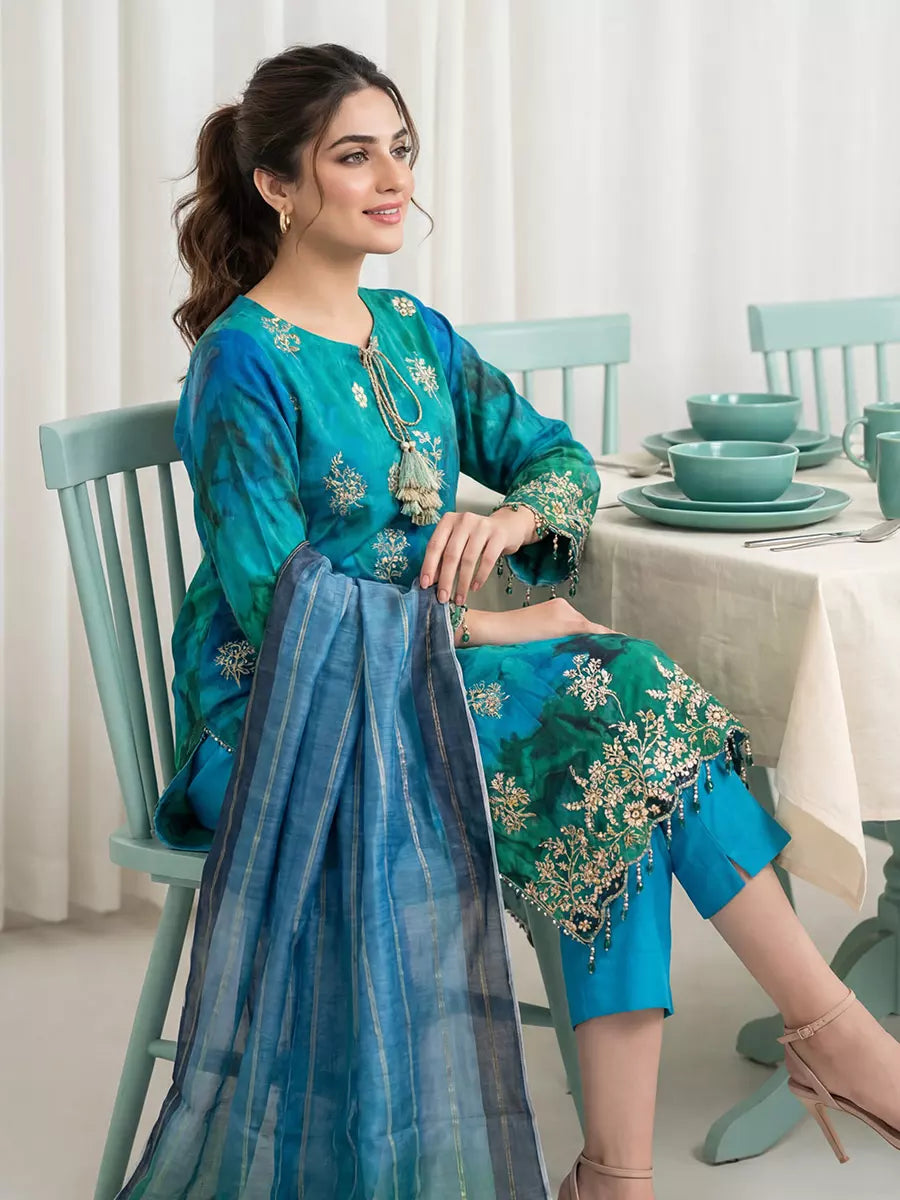Salitex Women Unstitched Embroidered Lawn 3 Piece Suit SUNS8FS213 - Casual Collection