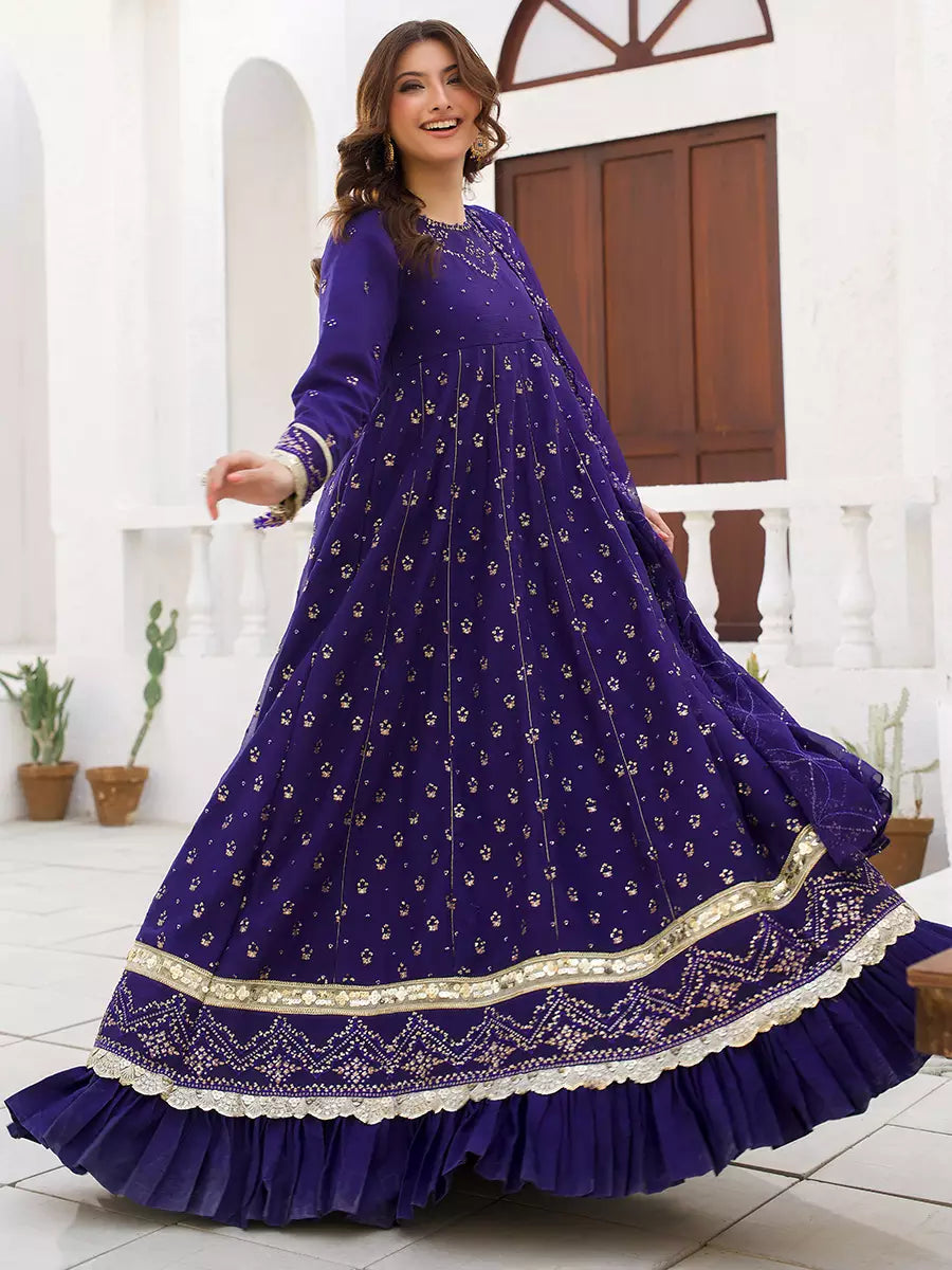 Salitex Unstitched Embroidered Chiffon 3 Piece Suit SUNW7CH100 - Festive Collection