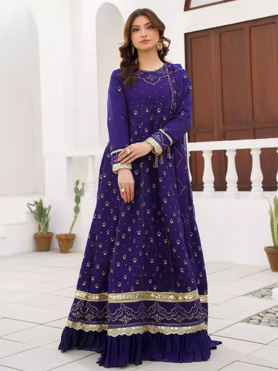 Salitex Unstitched Embroidered Chiffon 3 Piece Suit SUNW7CH100 - Festive Collection