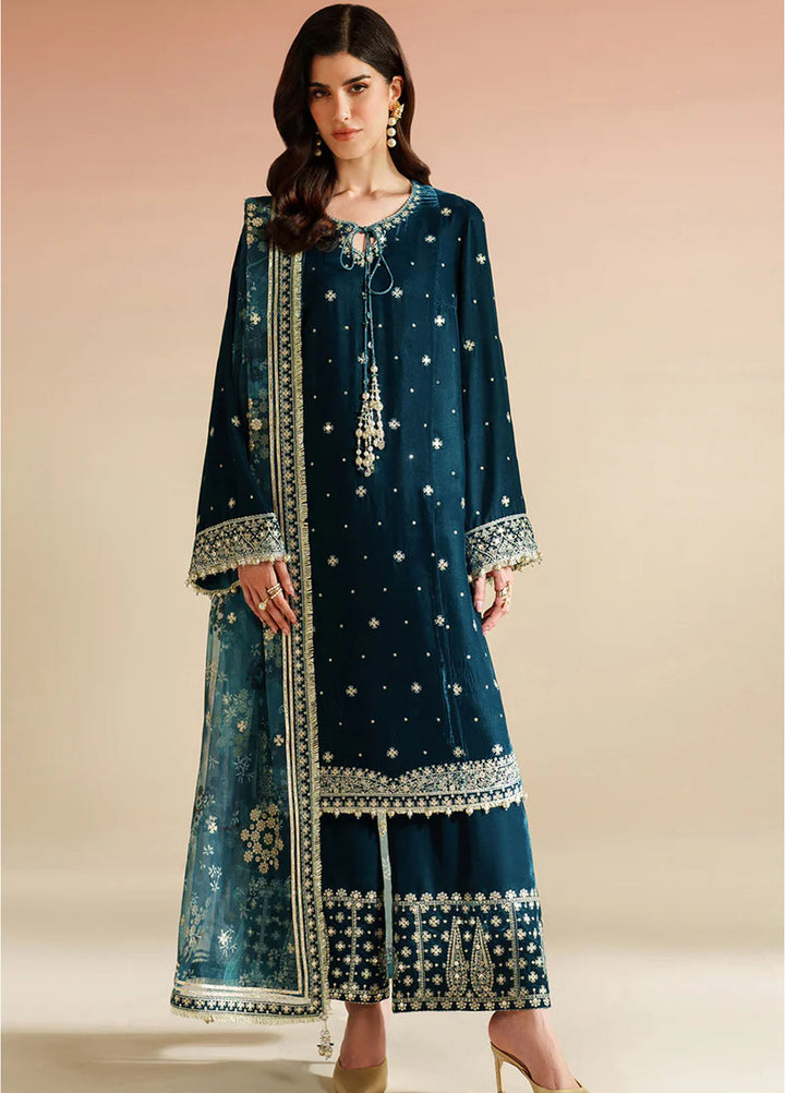 Velvet Vogue by Jazmin Embroidered Velvet Suits Unstitched 3 Piece JZ25VV VVF D-02 - Formals Collection