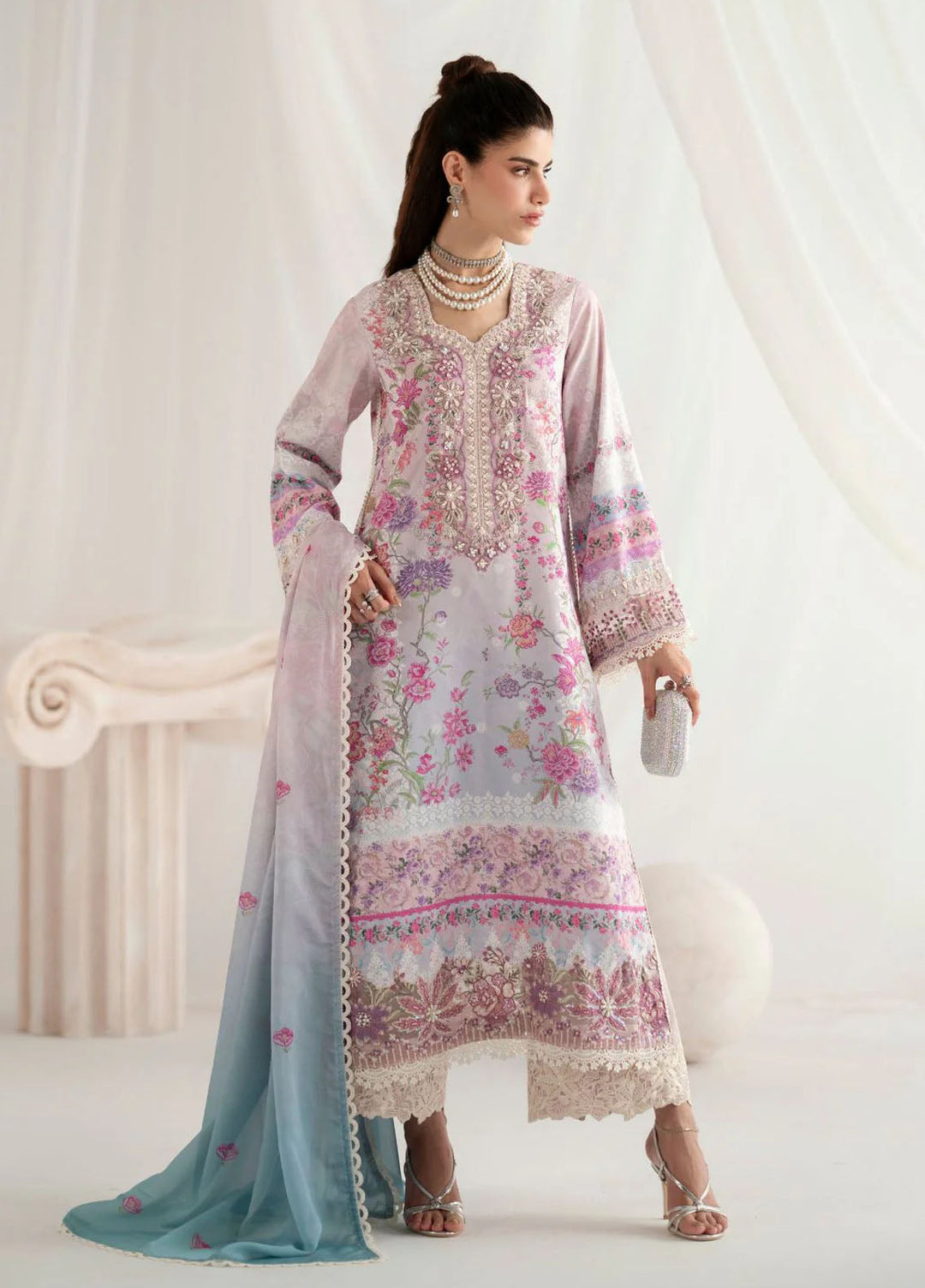 Garden Whisper by Ajr couture Embroidered Silk Suits Unstitched 3 Piece AJR25GWAJR-PS-01 Floris - Formals Collection