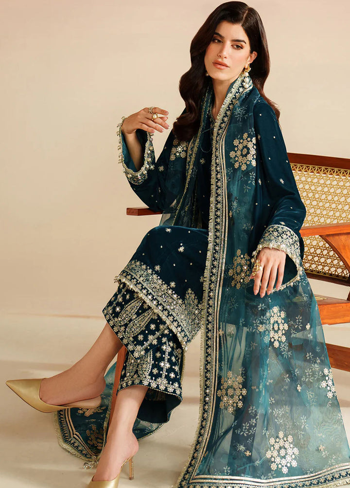 Velvet Vogue by Jazmin Embroidered Velvet Suits Unstitched 3 Piece JZ25VV VVF D-02 - Formals Collection