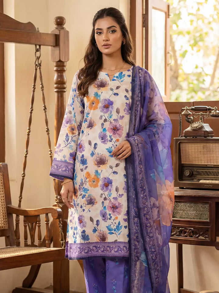 Salitex Unstitched Printed Lawn Silk 3 Piece Suit SUNS7ASI368 - Casual Collection