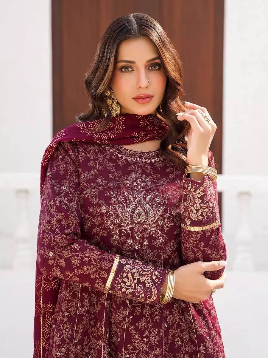 Salitex Unstitched Embroidered Chiffon 3 Piece Suit SUNW7CH113 - Festive Collection
