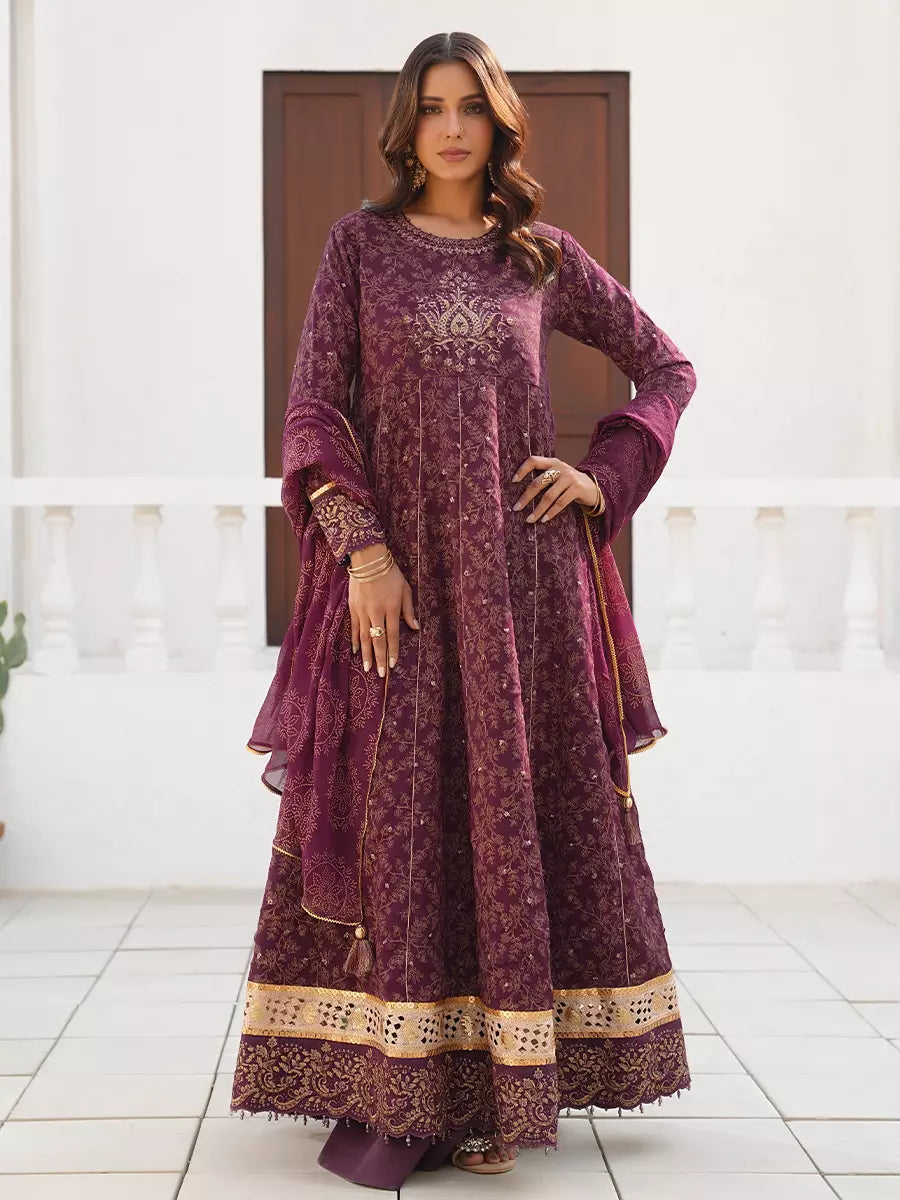 Salitex Unstitched Embroidered Chiffon 3 Piece Suit SUNW7CH113 - Festive Collection