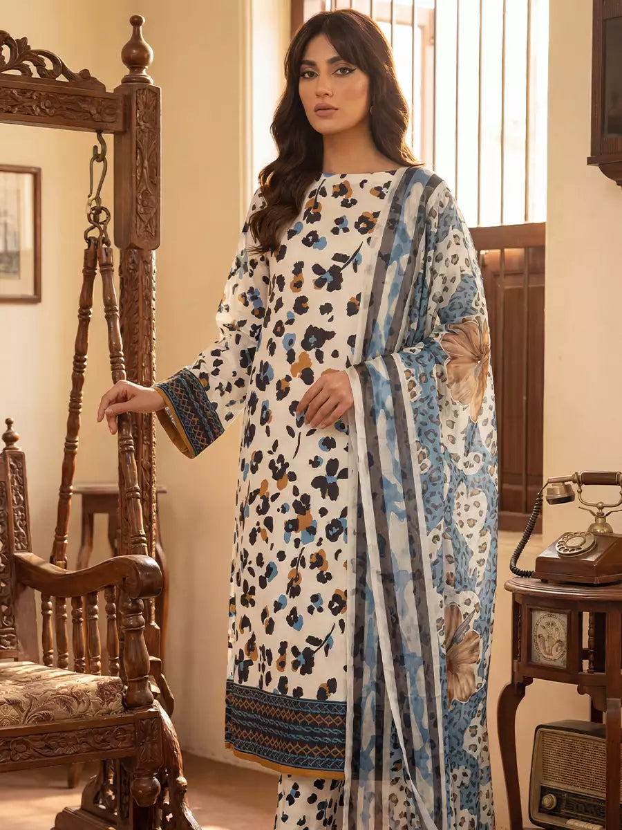 Salitex Unstitched Printed Lawn Silk 3 Piece Suit SUNS7ASI367 - Casual Collection