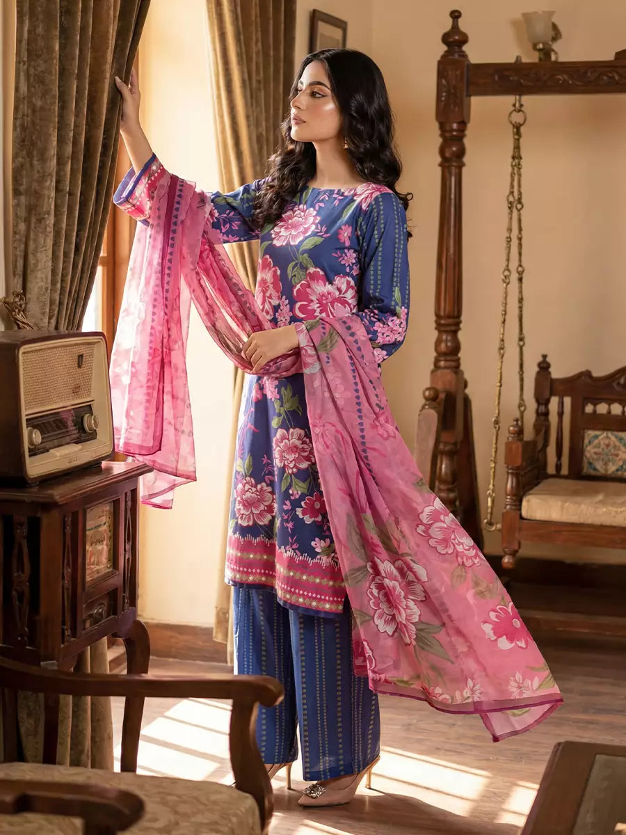 Salitex Unstitched Printed Lawn Silk 3 Piece Suit SUNS7ASI366 - Casual Collection