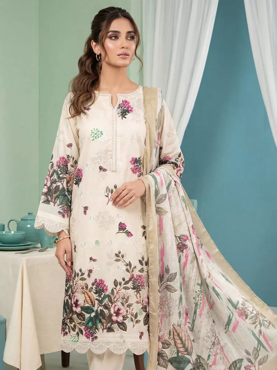 Salitex Women Unstitched Embroidered Lawn 3 Piece Suit SUNS8FS206 - Casual Collection
