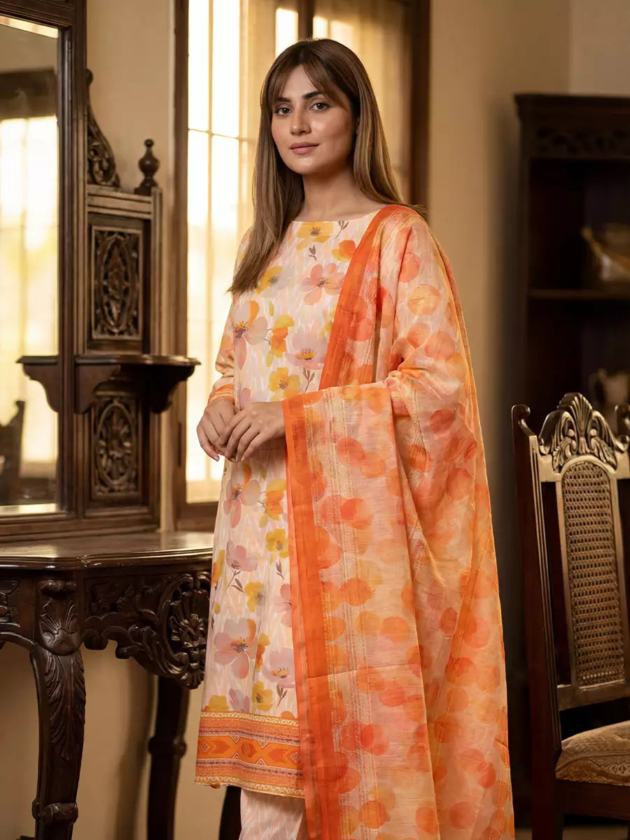 Salitex Unstitched Printed Lawn Silk 3 Piece Suit SUNS7ASI363 - Casual Collection